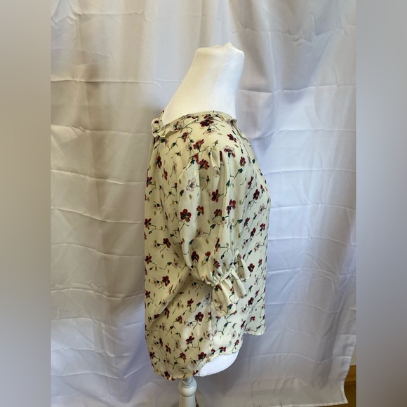 Jon & Anna Cream and Brown Flutter Sleeve Blouse - Picture 4 of 10